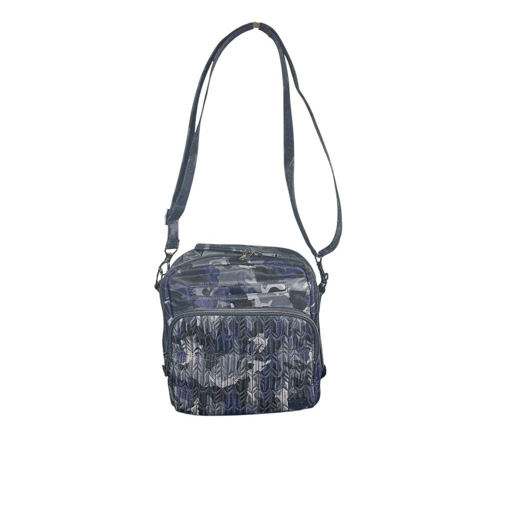 Lug Ranger Camo Print Quilted Nylon Travel Organizer Adjustable Crossbody blue